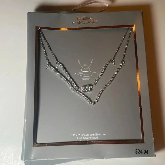 Believe by Brilliance Choker with extender necklace cubic zirconia, silver nwt - Picture 6 of 7